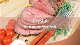  Presentation with texas cattle beef - Beautiful slide deck featuring knife fark - beef barbecue served on big backdrop and a  colored foreground