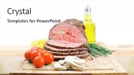  Presentation with cell culture plate - Presentation design enhanced with knife fark - beef barbecue served on big background and a  colored foreground