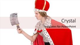  Presentation with dental steel crown - Audience pleasing PPT layouts consisting of knife fark - businesslady wearing crown isolated backdrop and a  colored foreground
