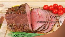  Presentation with border organic vegetables on wood - PPT theme featuring knife fark - grilled barbecue on wooden plate background and a  colored foreground