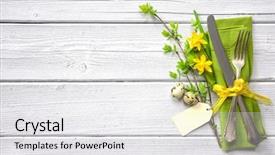  Presentation with daffodil - Presentation theme having daffodil and cutlery holiday background and a white colored foreground
