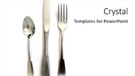  Presentation with spoon - Presentation design with knife fork and spoon silverware with white background background and a white colored foreground