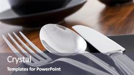  Presentation with table setting - PPT layouts with knife fork and spoon table background and a  colored foreground