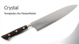  Presentation with knife stand - Colorful PPT layouts enhanced with welding stainless steel - chef's knife isolated on white backdrop and a white colored foreground