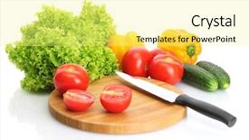  Presentation with vegetable cutting board - Amazing theme having knife on cutting board backdrop and a blonde colored foreground