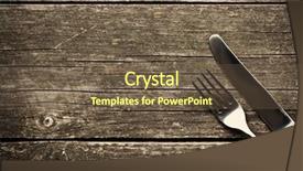  Presentation with dining table - PPT theme featuring knife on old wooden table background and a tawny brown colored foreground