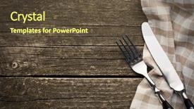  Presentation with old wooden table food - Colorful slides enhanced with knife on old wooden table backdrop and a tawny brown colored foreground