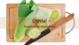  Presentation with vegetable cutting board - Colorful theme enhanced with knife on wooden chopping board backdrop and a  colored foreground