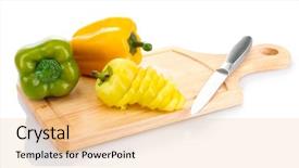  Presentation with cutting board - Slide deck with knife on wooden cutting board background and a yellow colored foreground