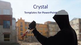  Presentation with murder blood - Audience pleasing presentation theme consisting of knife over city ruin backdrop and a sky blue colored foreground