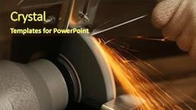  Presentation with blade - Audience pleasing PPT theme consisting of knife sharpener and hand backdrop and a wine colored foreground