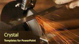  Presentation with blade - Amazing presentation theme having knife sharpener and hand backdrop and a tawny brown colored foreground