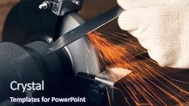  Presentation with blade - Slide set featuring knife sharpener and hand background and a navy blue colored foreground