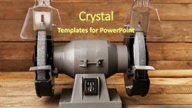  Presentation with rustic wood wooden frame - PPT theme featuring knife sharpener on wooden background background and a red colored foreground