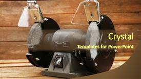  Presentation with wooden - Beautiful slide deck featuring knife sharpener on wooden background backdrop and a tawny brown colored foreground