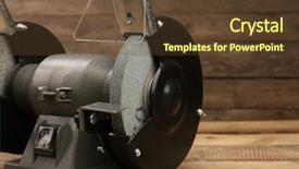  Presentation with wooden - Cool new theme with knife sharpener on wooden background backdrop and a tawny brown colored foreground