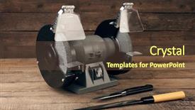 Presentation with rustic wood wooden frame - Beautiful slide deck featuring knife sharpener on wooden background backdrop and a tawny brown colored foreground