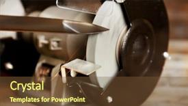  Presentation with closeup of foosball table soccer - PPT theme enhanced with knife sharpener on wooden table background and a  colored foreground