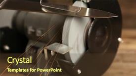  Presentation with wooden - Presentation enhanced with knife sharpener on wooden table background and a tawny brown colored foreground