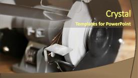  Presentation with wooden - Presentation theme consisting of knife sharpener on wooden table background and a tawny brown colored foreground