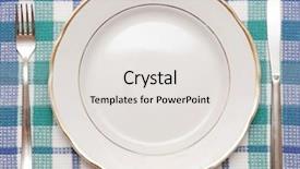  Presentation with white plate - Presentation enhanced with knife white plate and fork background and a light gray colored foreground