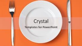  Presentation with white plate - Slides featuring knife white plate and fork background and a soft green colored foreground