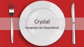  Presentation with dinner - PPT layouts consisting of knife white plate and fork background and a light gray colored foreground