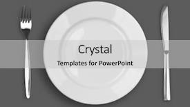  Presentation with white plate - Cool new presentation design with knife white plate and fork backdrop and a light gray colored foreground