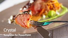  Presentation with salmon dish - PPT layouts having knife with slice of salmon background and a coral colored foreground