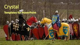  Presentation with horse knight - Presentation design featuring knight horse - russian army background and a tawny brown colored foreground