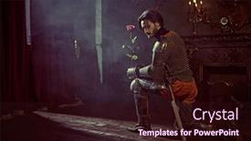  Presentation with armor - Beautiful slide deck featuring knight-in-love-romance backdrop and a wine colored foreground