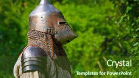  Presentation with armor - Colorful slides enhanced with knight in shining armor backdrop and a tawny brown colored foreground