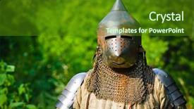  Presentation with armor - Audience pleasing PPT theme consisting of knight in shining armor backdrop and a forest green colored foreground