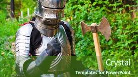 Presentation with armor - Slides featuring knight in shining armor background and a forest green colored foreground