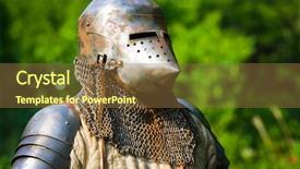  Presentation with armor - PPT theme consisting of knight in shining armor background and a tawny brown colored foreground