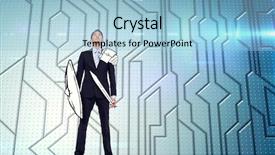  Presentation with circuit board - Colorful presentation theme enhanced with knight shining armor - corporate warrior against circuit board backdrop and a light blue colored foreground