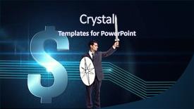  Presentation with warrior - Presentation theme enhanced with knight shining armor - corporate warrior against dollar sign background and a navy blue colored foreground