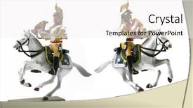  Presentation with armor - Slides having knight shining armor - two cavalier figurines background and a white colored foreground