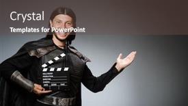  Presentation with knight - Audience pleasing presentation theme consisting of knight-with-the-movie-board backdrop and a tawny brown colored foreground