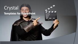  Presentation with knight - Amazing PPT layouts having knight with the movie board clapperboard backdrop and a dark gray colored foreground