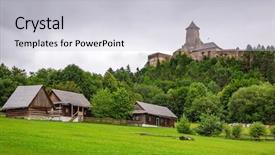  Presentation with gothic castle - Theme featuring knighthood - gothic castle stara lubovna background and a  colored foreground