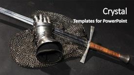  Presentation with chain - Slide deck enhanced with knighthood - medieval chain mail iron gauntlet background and a dark gray colored foreground