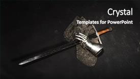  Presentation with mail - Audience pleasing presentation consisting of knighthood - medieval chain mail iron gauntlet backdrop and a black colored foreground