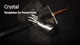  Presentation with mail - Slide set featuring knighthood - medieval chain mail iron gauntlet background and a black colored foreground