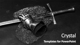  Presentation with iron - Colorful presentation theme enhanced with knighthood - medieval chain mail iron gauntlet backdrop and a dark gray colored foreground
