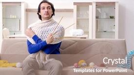  Presentation with knitting - Presentation theme consisting of knit - young good looking man knitting background and a coral colored foreground