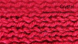  Presentation with knitted knitting needle - Presentation theme enhanced with knitted fabric background close up background and a crimson colored foreground