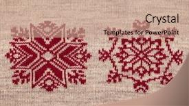  Presentation with golden christmas trumpet and red - Presentation theme with knitted fabric with red christmas background and a coral colored foreground