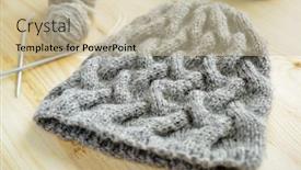  Presentation with knitting - Presentation theme with knitted-hat-and-knitting-needles background and a soft green colored foreground