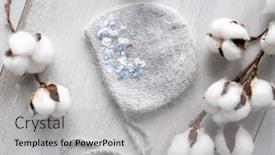  Presentation with knitted clothes - PPT layouts enhanced with knitted-newborn-baby-clothes-composed background and a light gray colored foreground